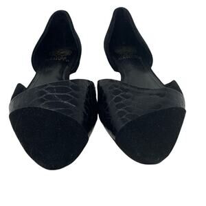 Vince Camuto Black Suede & Leather Pointed Toe Slip-on Flats 9.5 B